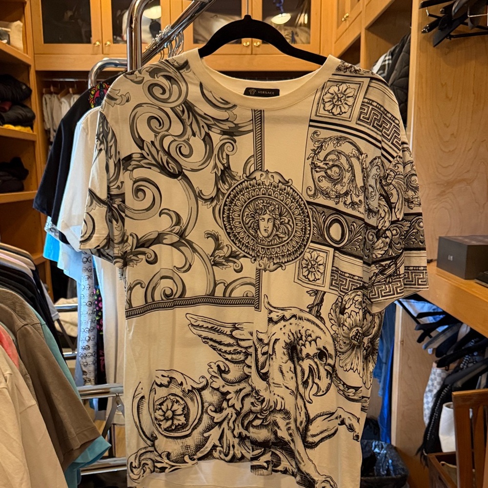 Versace Black and White Graphic Tee